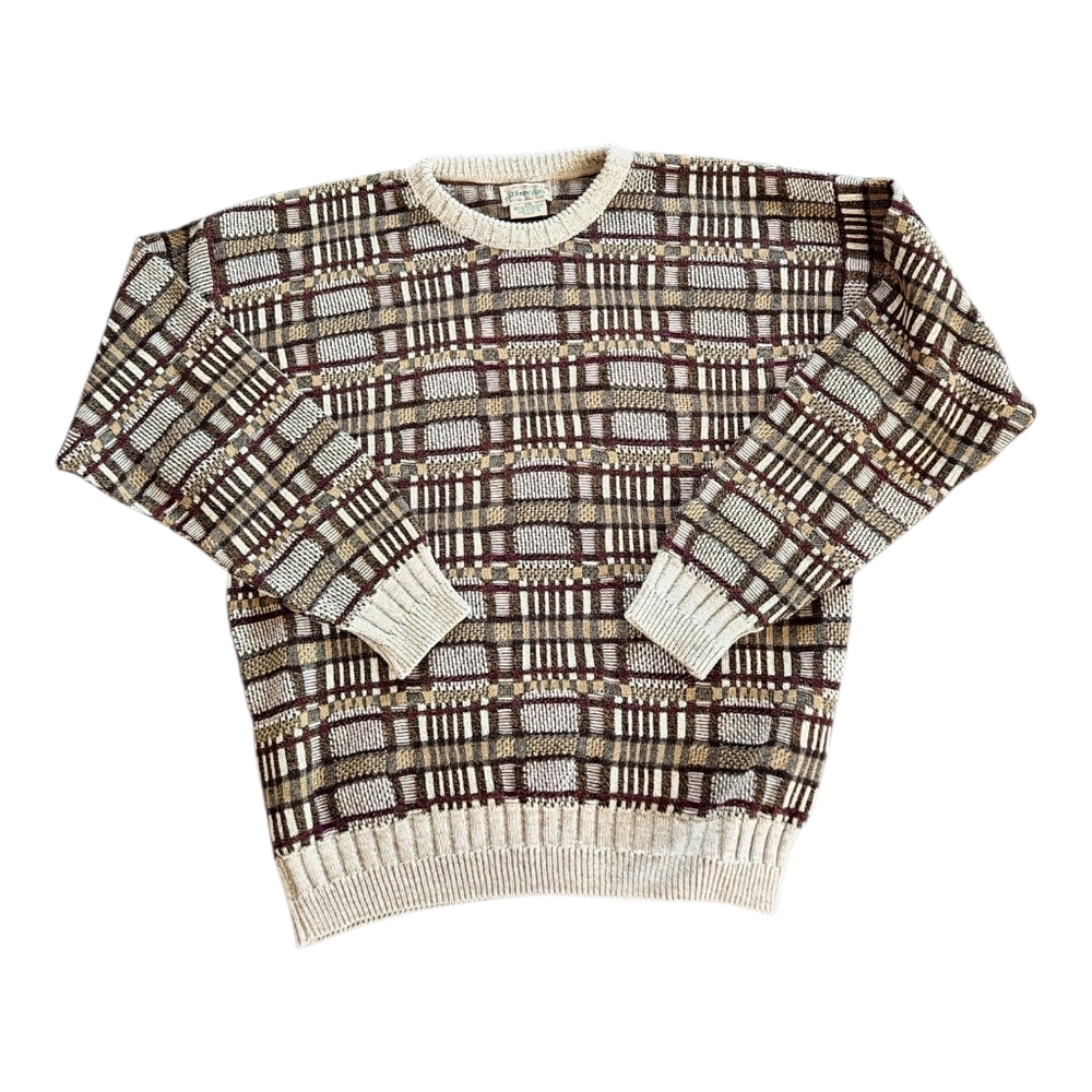 ST. JOHNS BAY Vintage 90s Fair Isle Geometric Heavy Knit Sweater Mens Large